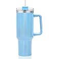 QDXMD 40 Oz Tumbler With Handle & Flip Straw Lid - Vacuum Insulated Stainless Steel, Leakproof - Dark Purple