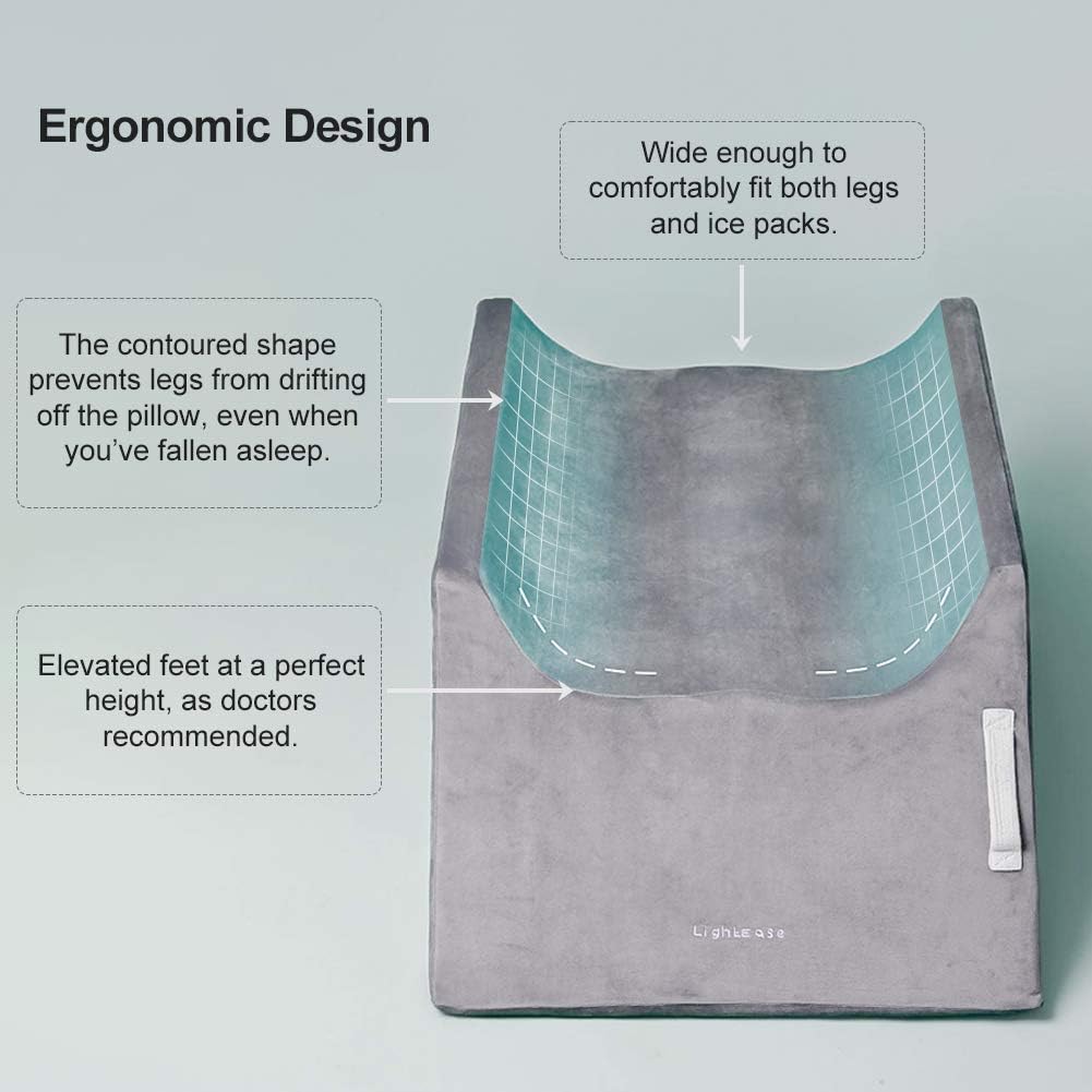 LightEase Post-Surgery Leg, Knee, Ankle Elevation Double Wedge Pillow, Memory Foam Leg Elevating Pillow for Injure, Sleeping, Foot Rest, Reduce Swelling: Home & Kitchen