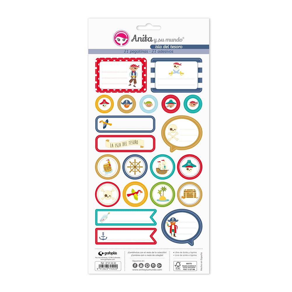 Anita y su mundo Treasure Island Stickers, Paper, Multicoloured, 15 x 32 cm, 5