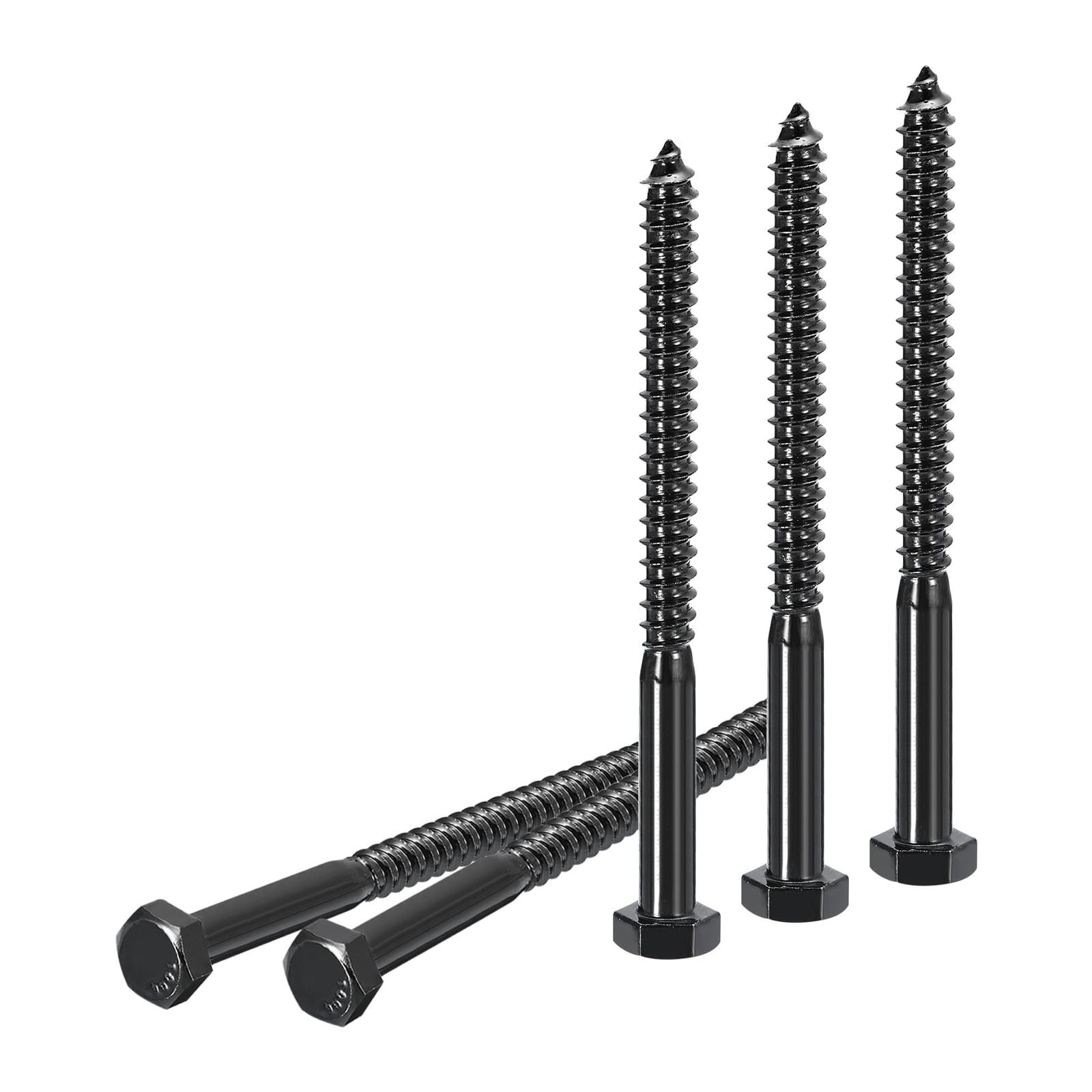 DTGN 5/16" x 4" Hex Lag Bolts - 10 Pack - for Woodworking, Furniture - 304 Stainless Steel Partial Thread Hexagon Head Lag Screws for Wood - Black