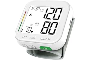 Relado Blood Pressure Monitor for Home Use Large LCD Display Rechargeable BP Machine Adjustable Wrist Cuff 4.92-8.46 Inch 2x1