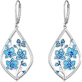 Cargari Flower Dangle Drop Earrings for Women Sterling Silver Sunflower/Daisy/Orchid/Rose Earrings Floral Jewelry Gifts