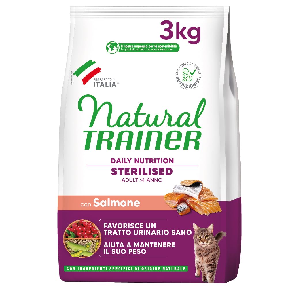 Trainer Natural Sterilised Adult with Salmon and Pea Fiber 3 kg, 3000 Gr