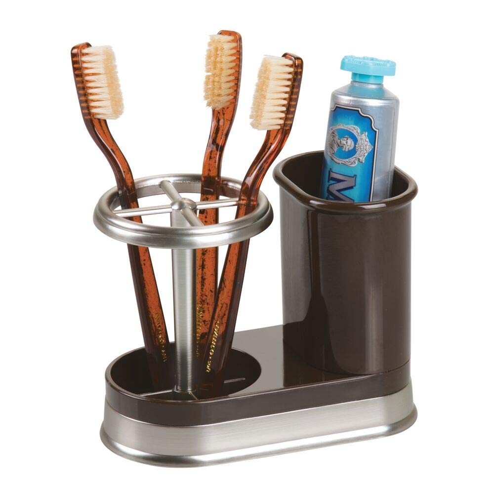 mDesign Toothbrush and Toothpaste Holder and Organizer for Bathroom