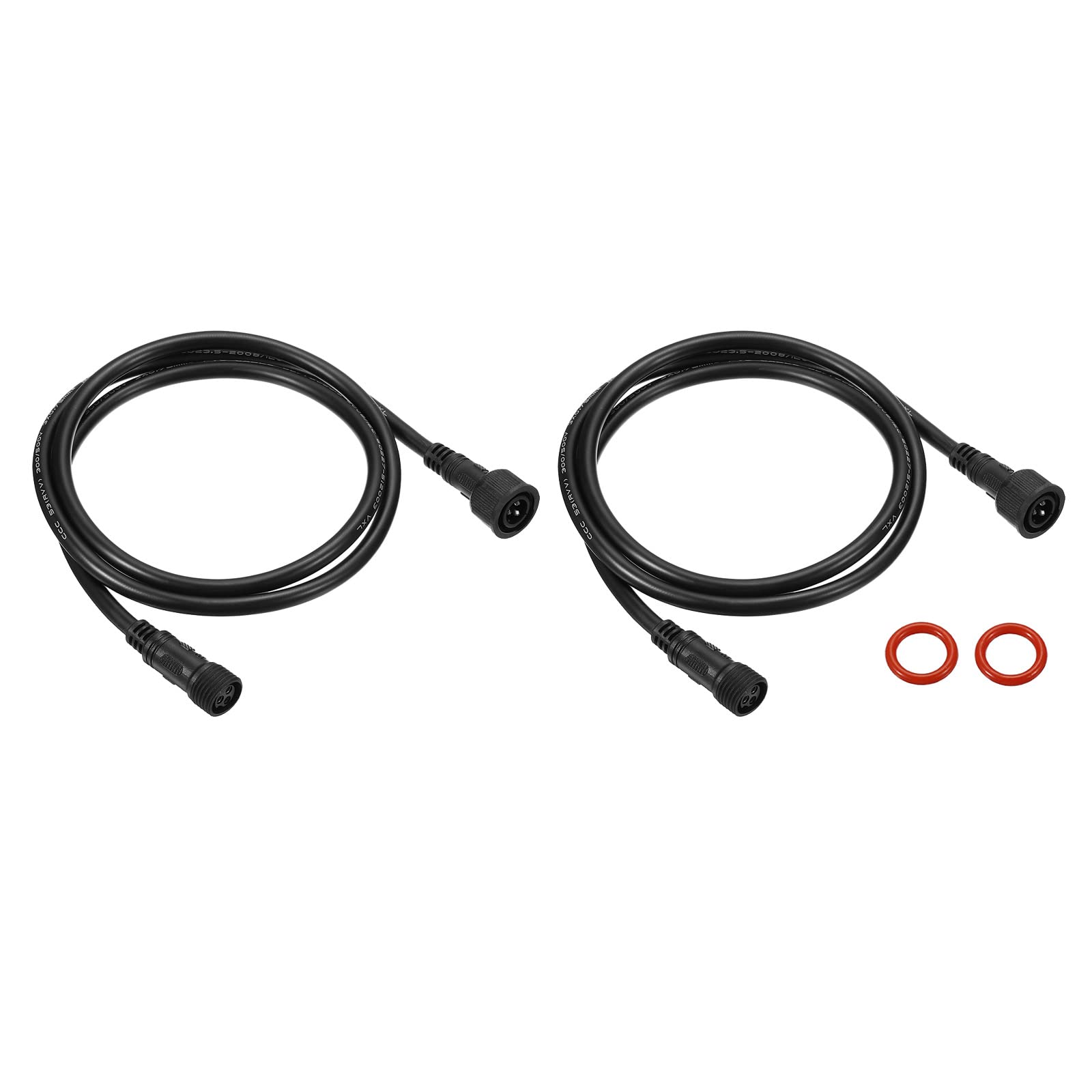 YOKIVE 2 Pcs 3 Pin Extension Cable Wire, Waterproof Transmission Extension Equipment Connection, Great for LED Equipment, Car, Truck, Boat (Black, 3.28-Feet)