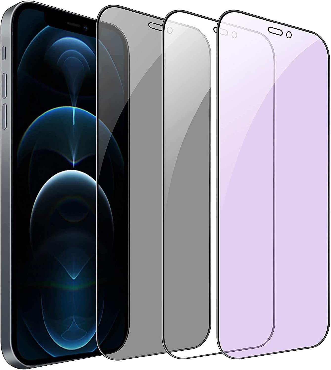 NWNK13 2-Pack iPhone 15/16 Screen Protector, Anti-Blue Light Filter, Anti-Fingerprint, 9H Tempered Glass, Full Coverage