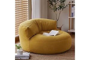 SXBCYAN Bean Bag Chair Chenille Bean Bag Cover Washable Ultra Soft Pouf Ottoman No Filler Kids Adults Beanbag Chair Lazy Armchair Couch Floor Seating Living Room Furniture ( Color : Ginger , Size : 100cm )