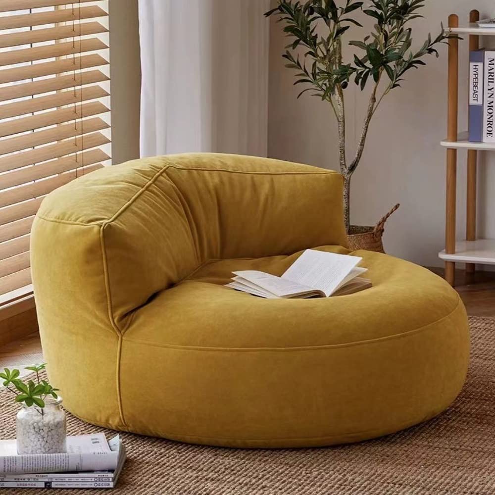Photo 1 of Bean Bag Chair Chenille Bean Bag Cover ?No Filler?Washable Ultra Soft Pouf Ottoman Kids Adults Beanbag Chair Lazy Armchair Couch Floor Seating Living Room Furniture ( Color : Ginger , Size : 100cm )