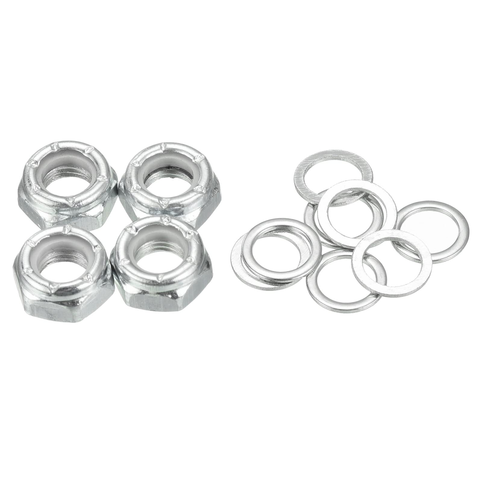 PATIKIL Skateboard Lock Nuts Set, 5/16 Skateboard Truck Axle Washers Spacer Hardware Repair Kit for Longboard Cruiser, Silver