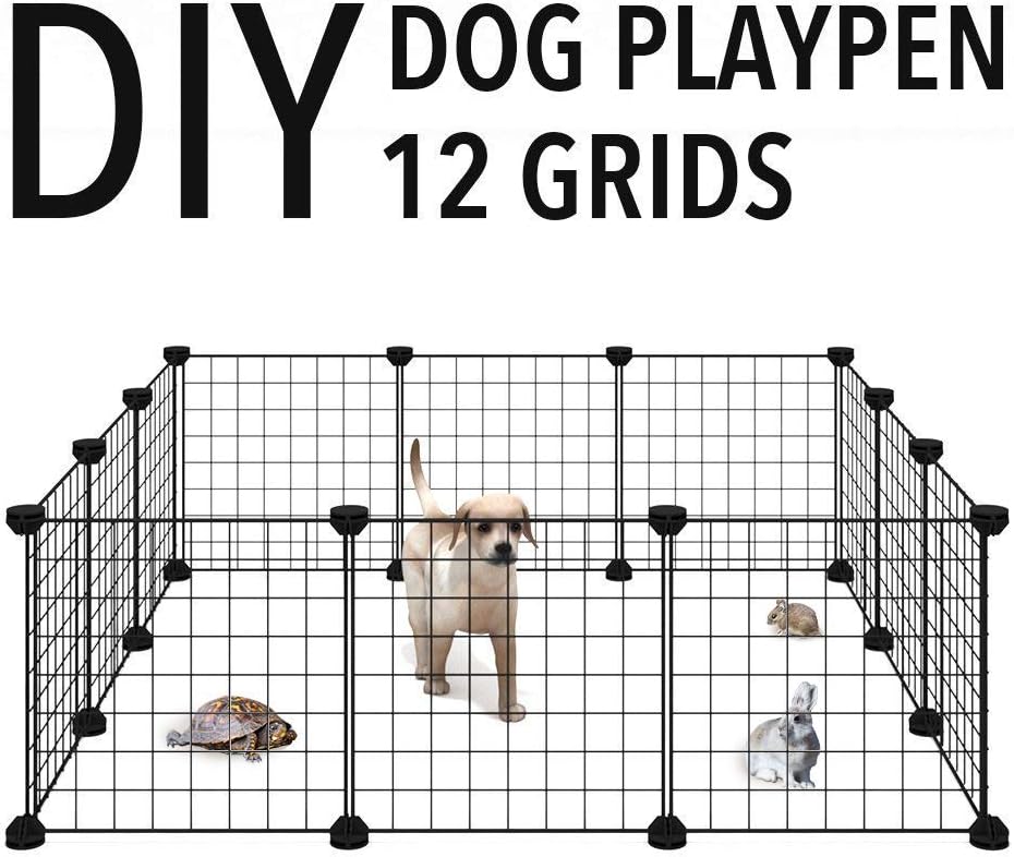Allisandro Pet Rabbit Bunny Playpen Small Animal Cage Indoor Portable Yard Fence Guinea Pigs, Puppy Kennel Crate Fence Tent, 11.8x11.8