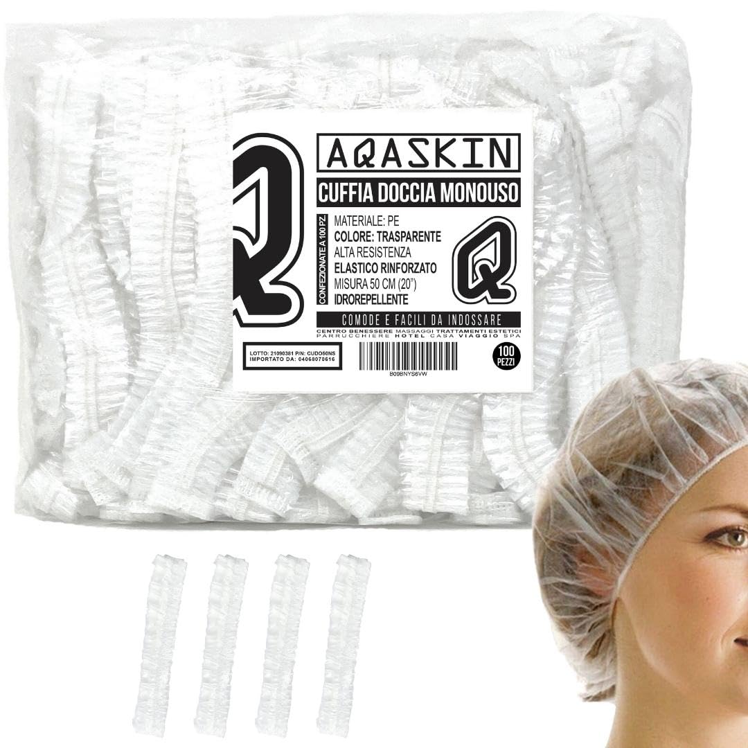 Disposable Shower Caps, Disposable PE Caps, Shower Caps - Ideal for Hotel, Spa, Hairdressing Shower - Also Individually Packed (Diameter 50 cm - Pack of 100)