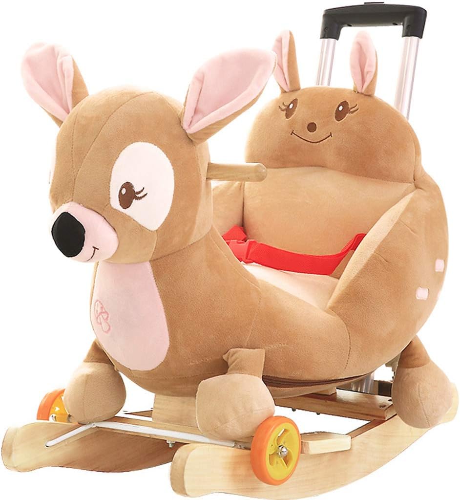 Schaukelpferd Schaukeltier Massivholz Kinder Kleine Holzpferd Baby Alter Mit Musik Schaukelstuhl Baby Spielzeug Mit Schubstange Schaukel Wiegen 60 28 60 Cm Rollsnownow Amazon De Kuche Haushalt