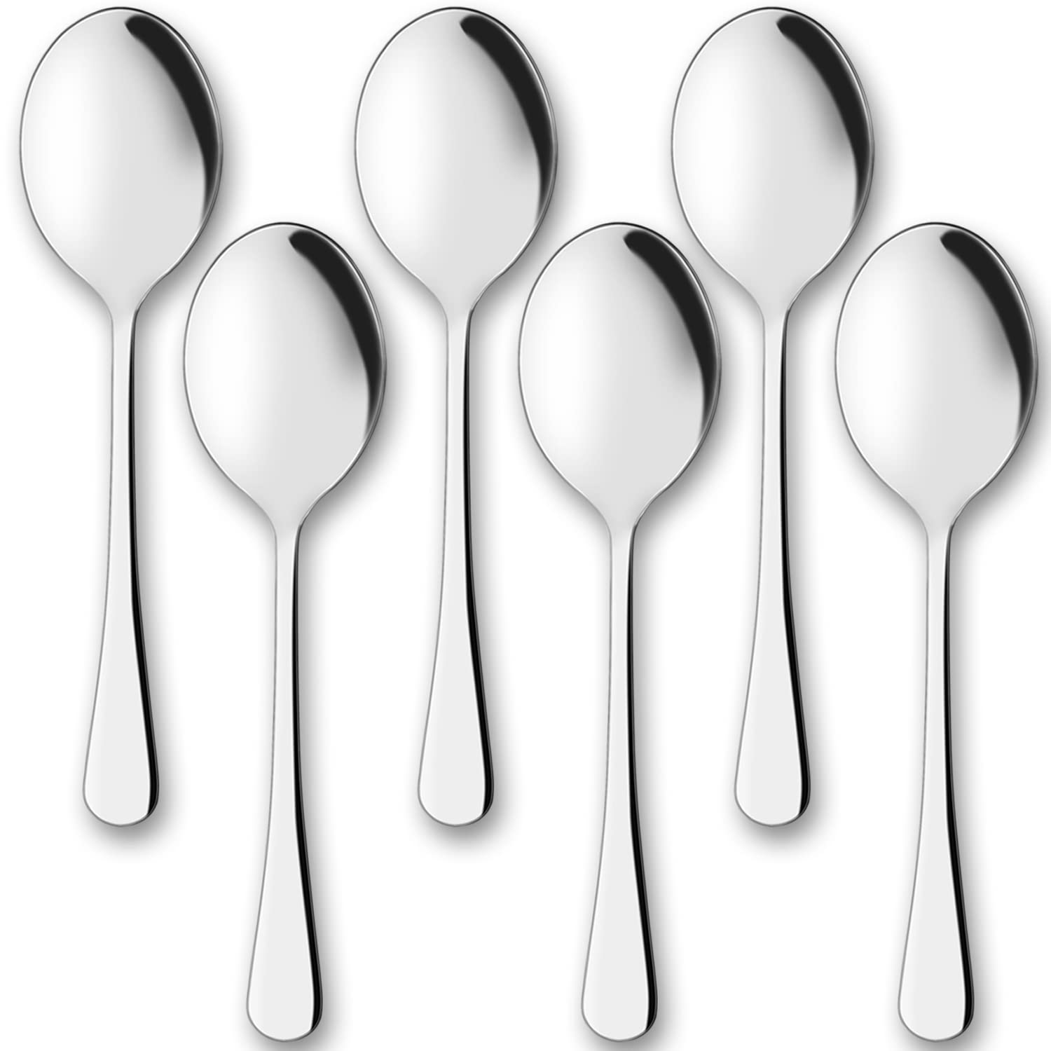AOOSY Serving Spoons,6 PCS 10 Inches Stainless Steel Salad Serving Spoons for Parties Dinner Extra Large Tablespoons Buffet Banquet Flatware Kitchen Restaurant Serving Utensil Silver Soup Spoons