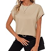 Cicy Bell Womens Summer Cap Sleeve T-Shirts Casual Loose Fit Tunic Tops Crew Neck Tee Shirts