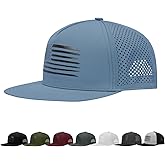 Flat Brim Hats Trucker Hat, XXL Big Head Trucker Snapback Hat with American Flag Breathable Mesh Hat Baseball Cap