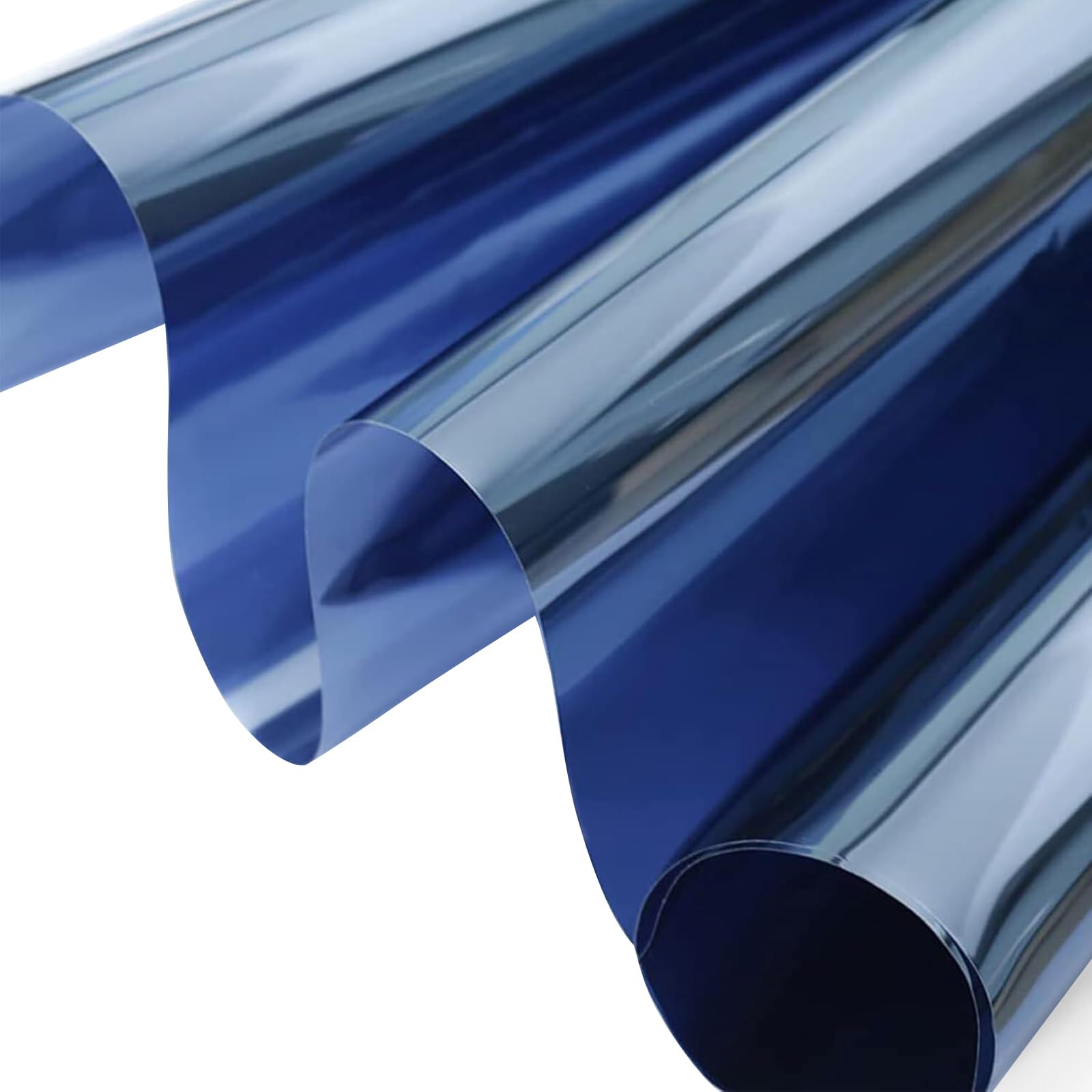 ConCus-T One Way Window Film Sun Blocker Anti Glare Blackout Glass Tint Mirror Effect Film Conservatory Roof Covering UV Solar Film Static Cling, Blue Silver, 30 x 300cm