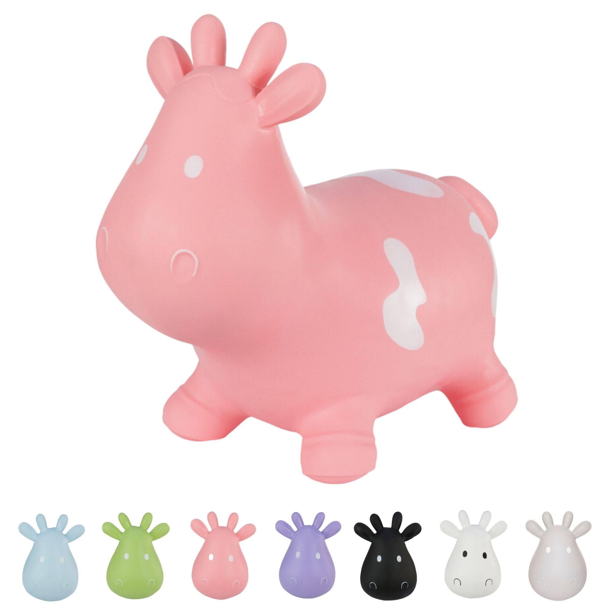 Hoppimals Tootiny Bouncy Animal, Bouncy Toy from 1 Year & Bouncy Toy from 2 Years, Bouncing Cow, for Gymnastics & Skill for Children, Packed in Gift Box, Includes Pump - Baby Bouncy Pink