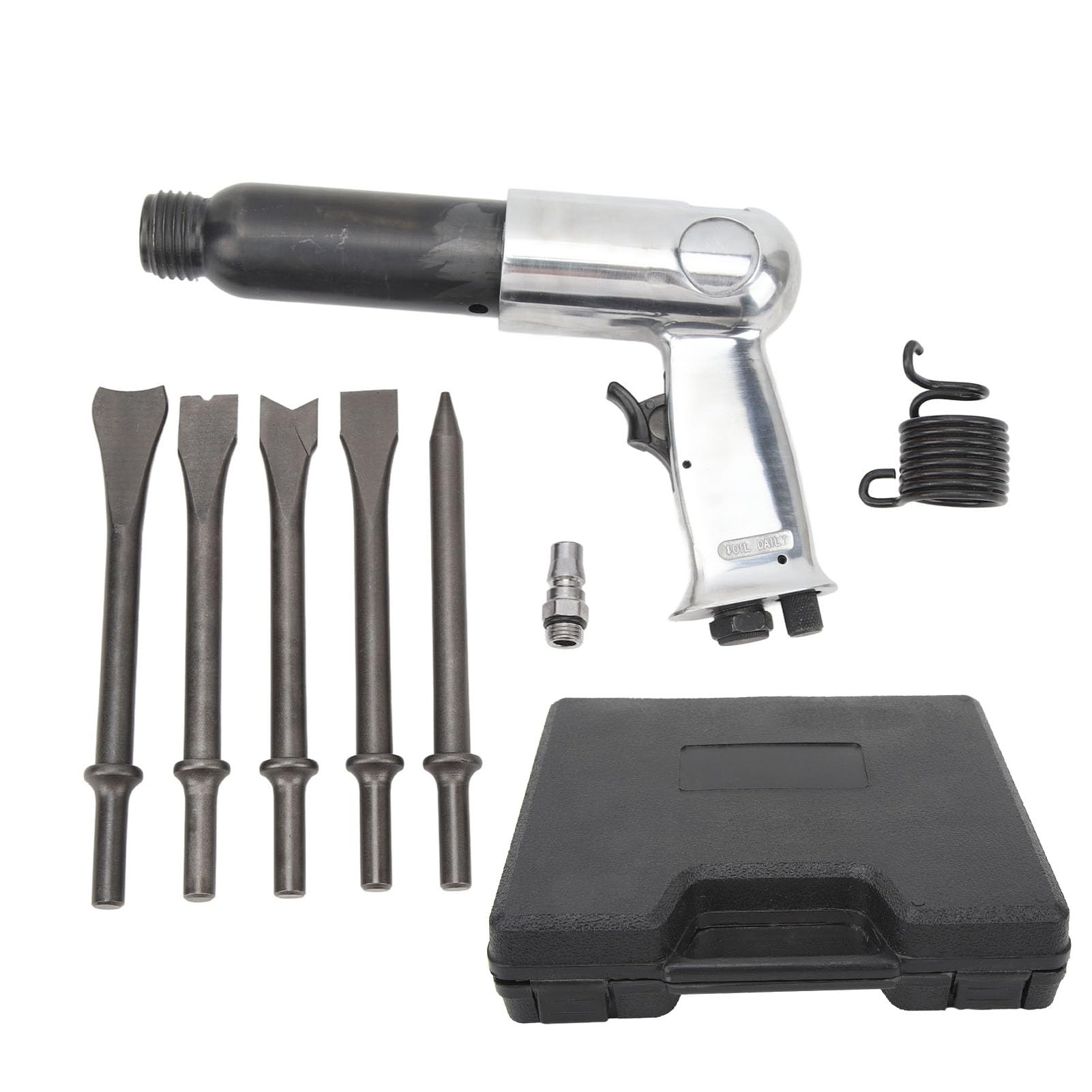Air Hammer Kit, 150mm/190mm/250mm Short/Long Barrel Air Chisel Kit with Quick Change Retainer and 4/5 Chisels, Lightweight Anti Vibration Pneumatic Hammer for Shoveling & Cutting