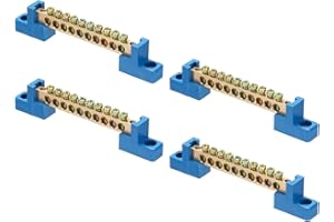 MECCANIXITY 4 Pcs Ground Bus Bar Terminal Grounding Bar Brass 10 Positions Grounding Bars Block for Electric Box Blue
