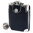 LELE LIFE 8oz/230ml Hip Flask with Belt Leather Case, Easy To Carry, 18/8 304 Stainless Steel Hip Flask for Liquor, Leak Proof Drinking Flask with Small Funnel