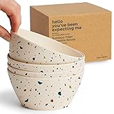 Nook Theory 4 Pack Bamboo Bowls - 22 Oz Reusable Bowl, Dishwasher Safe - Not Microwavable Bamboo Dishes (Fiesta)