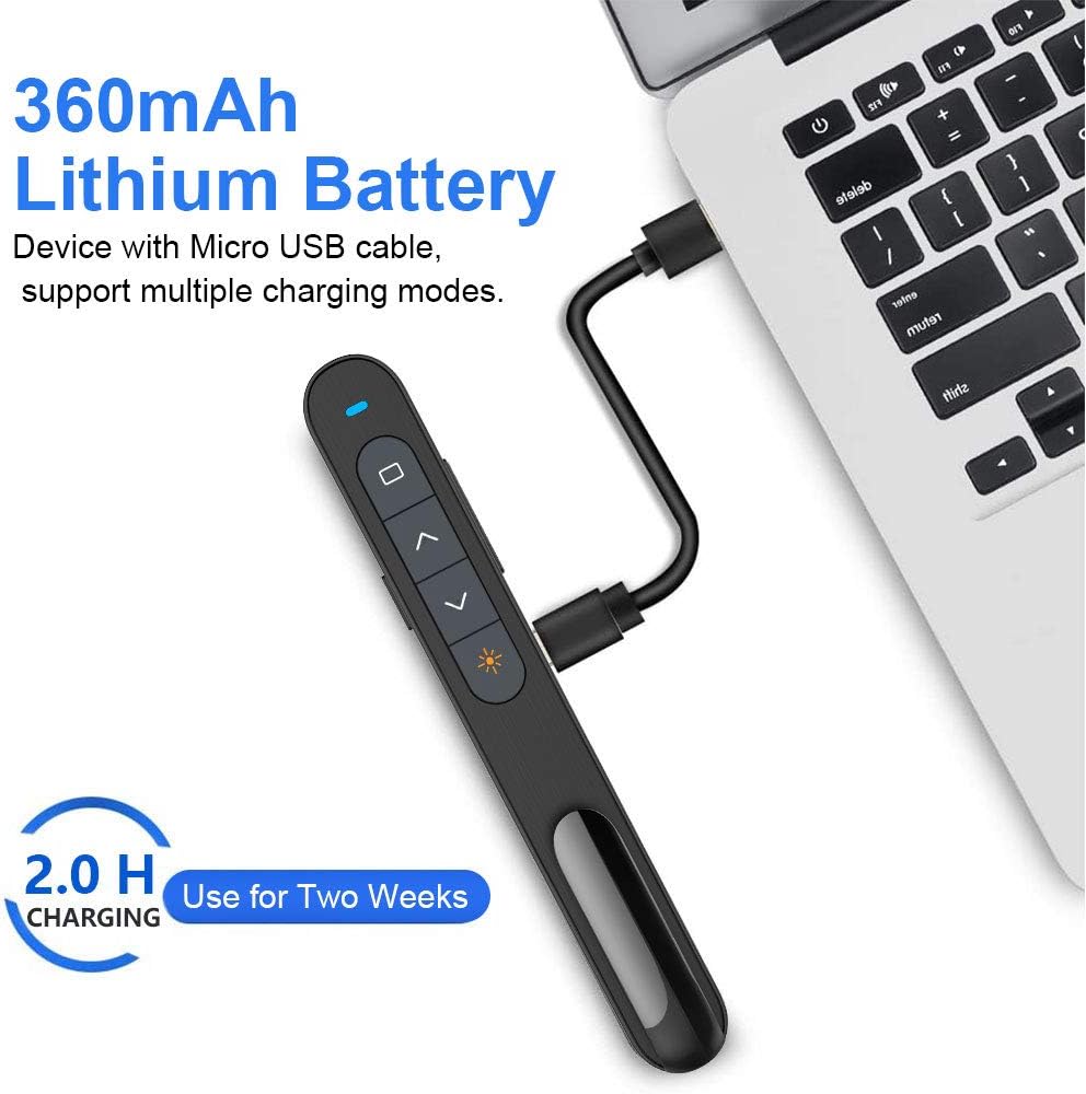 Wireless Presenter Rechargeable, KNORVAY N76 Presentation Remote for Powerpoint Presentation Clicker 330FT, Slide Advancer Support Volume/Hyperlink/Key-Customized : Office Products