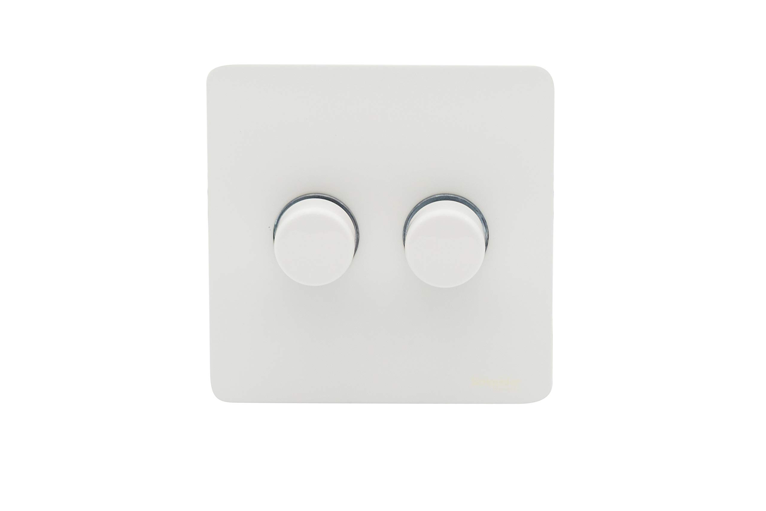 Schneider Electric Ultimate Screwless Flat Plate - Double 2 Way LED Dimmer Light Switch, 100 W/VA, GU6422LMPW, Painted White — image 1