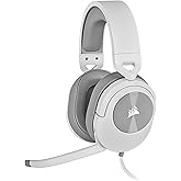 Corsair HS55 Stereo Gaming Headset (Leatherette Memory Foam Ear Pads, Lightweight, Omni-Directional Microphone, PC, Mac, PS5/PS4, Xbox Series X | S, Nintendo Switch, Mobile Compatibility) White