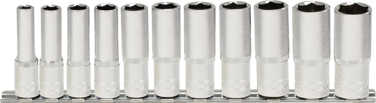 KS Tools 911.0611 3/8-inch Classic Hex Socket Set Deep (11 Pieces), Variety Pack