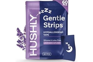 HUSHLY Gentle Tape Strips XL (60 Pcs) - Lavender Essential Oil Infused Adhesive, Hypoallergenic Tape, for Men & Women, Pain-Free Removal, Latex-Free & Gentle On Skin, Medical Grade (Blue with Vent)