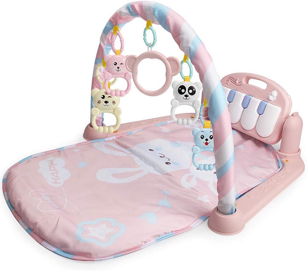 TRIEtree Baby Kick and Play Piano Gym Newborn Music Fitness Rack Play Mat 2 in 1 Infant Game Carpet Crawling Mat Educational Toys for 0-18 Months Baby