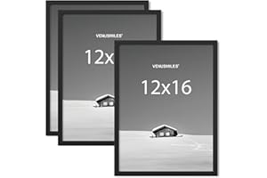 Venusmiles 12x16 Picture Frame, Display 12x16 Photo Frames - High Definition Plexiglass - Vertical and Horizontal Display - Wall Hanging or Table Top Frame - Black, 3 Pack
