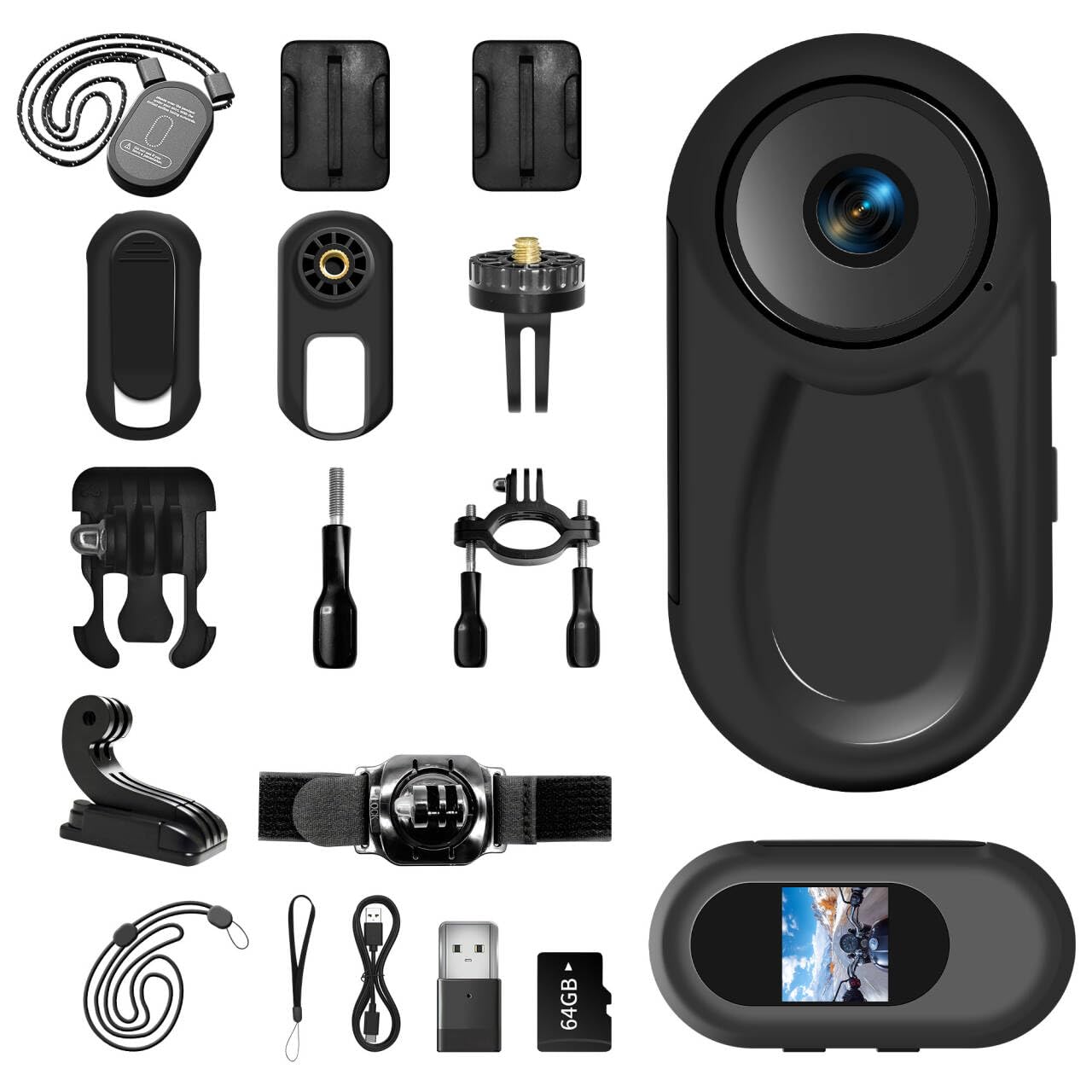 Photo 1 of Asdanalili 1080P Mini Body Camera,64G Wearable Action Body Cam,Thumb Size Hands Free One-Click Filming Body Worn Camera with 360°Rotatable Clip for Work, Travel, Pet Walking