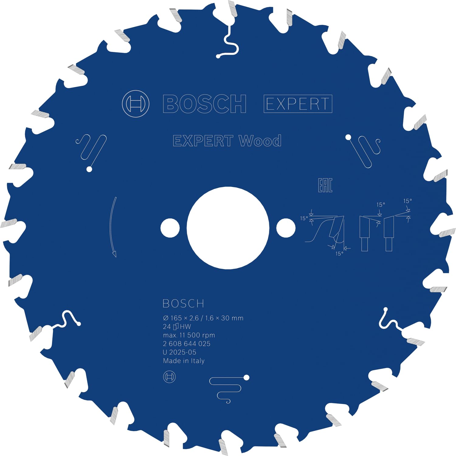 Bosch 1x EXPERT Wood Corded Circular Saw Blade for Handheld Circular Saw (for Softwood, Hardwood, Ø mm, Professional Accessory Hand-Held Corded Circular Saws)