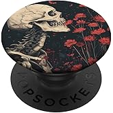 Skeleton Skull Dark Nu Goth Pastel Goth Aesthetic Flower PopSockets Adhesive PopGrip