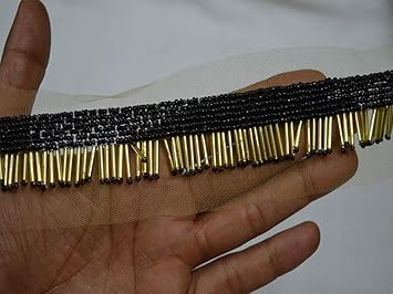 Wholesale Black Indian Beaded Lace By 9 Yard Costume Wedding Dress