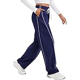 IVIR Barrel Sweatpants Women Side Strpied Baggy Sweat Pants High Waist Pajama Sweats Y2K Joggers with Pockets