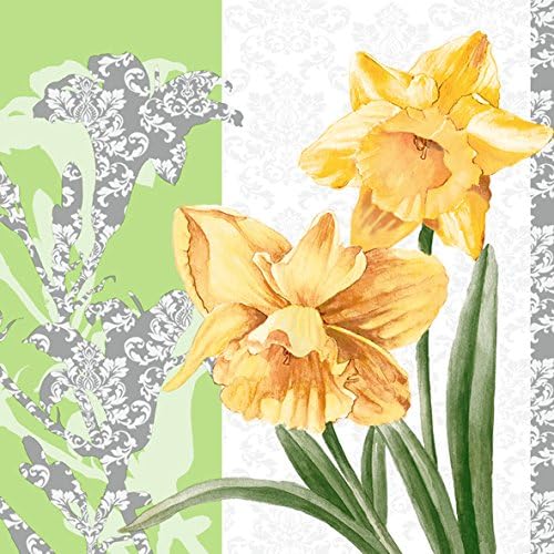 Dining Collection Decorative Floral Paper Lunch Napkins - Golden Blooms, 20 Count, 6.5 inch