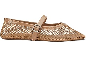 VOLEECE Women's Mesh Ballet Flats Buckle Strap Comfortable Ballerina Shoes Ladies Wide Width Casual Dress Mary Jane Flats
