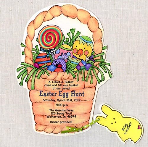 Personalized Handcut Easter Basket - Birthday Party - Egg Hunt - Invitations - Set of 10