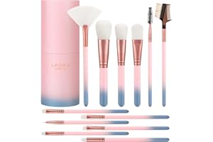 LADES Makeup Brush Set with Case - 12 Pcs Makeup Brush Sets for Foundation Beauty Eyeshadow Blush Powder Concealer Contour Brushes Kit with Black Case