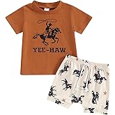 Western Baby Boy Clothes Highland Cow Farm Print T-shirt Casual Shorts Toddler Summer Country Cowboy Clothes Outfit