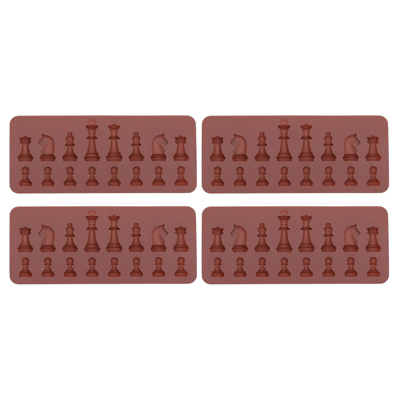 Cikonielf 4Pcs Silicone Mold, Chess Shape Handmade Chocolate Cake Fondant Sweet Mold Flexible Mould for DIY Making Baking Supplies 7.9X3.5In
