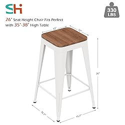SHINEBOOM Barstools Set of 4 White Metal Bar Stools