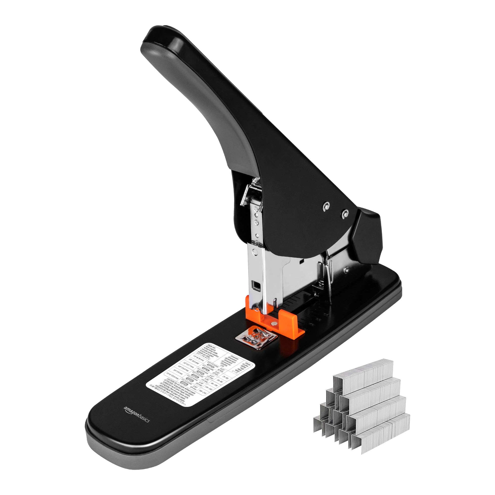 Photo 1 of Amazon Basics Effortless Heavy Duty Stapler, 210 Sheets High Capacity, Large Office Stapler with 1000 Staples, Black