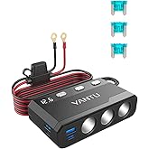 YANTU 270W Cigarette Lighter Adapter,QC3.0 & PD 150W Cigarette Lighter Splitter with 12v cigarette lighter socket/plug and ou