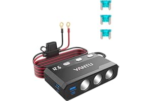 YANTU 270W Cigarette Lighter Adapter,QC3.0 & PD 150W Cigarette Lighter Splitter with 12v cigarette lighter socket/plug and ou