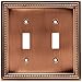 Brainerd 64243 Beaded Double Toggle Switch Wall Plate / Switch Plate / Cover, Aged Brushed Copper