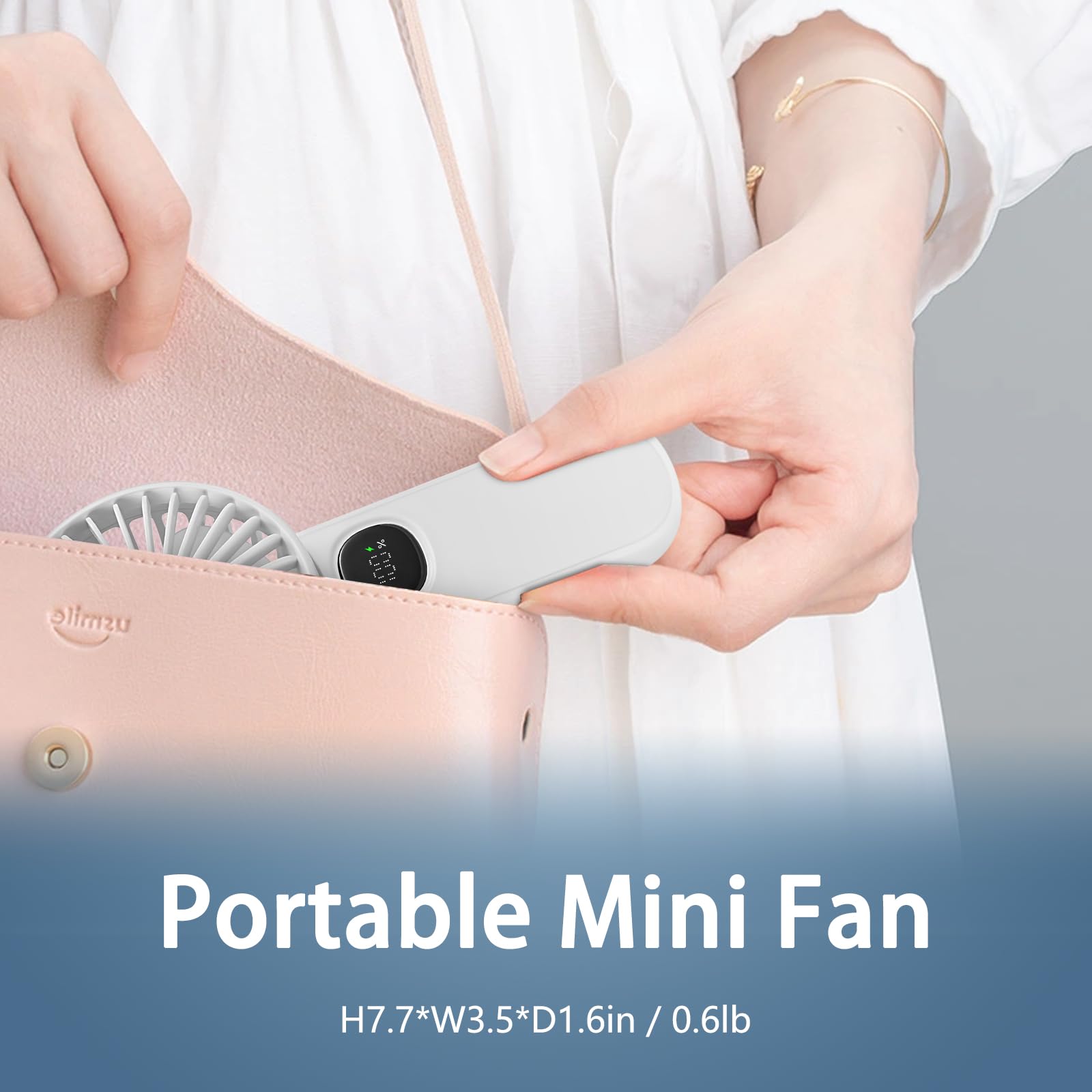 [2-packs Portable Handheld Fan] Personal Hand Held Fan for Travel, Foldable Eyelash Neck Fan with Digital Display, Lanyard, 5 Speeds, 180° Adjustable, 3-12h Working Time, Rechargeable Battery Operated