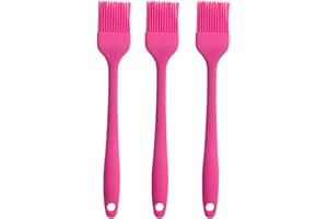 JYYHSF Silicone brush, Oil Brush for BBQ Kitchen Cooking Baking and Grilling(3 PCS,Rose Red)